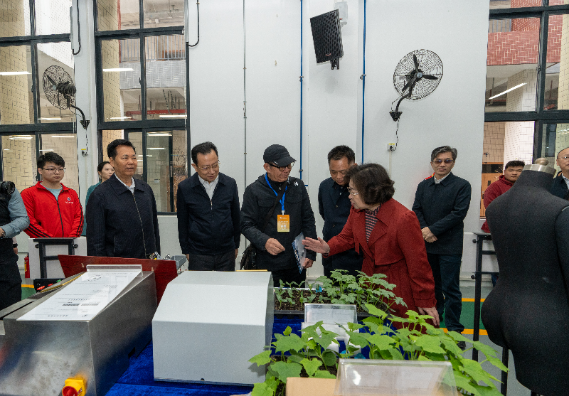 省人社厅杜敏琪厅长、专家评委参观考察江门市技师学院《特色瓜类种子破口机》研发项目.png